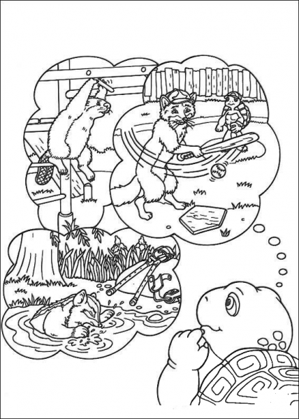 Franklin Is Thinking About His Friends  coloring page image