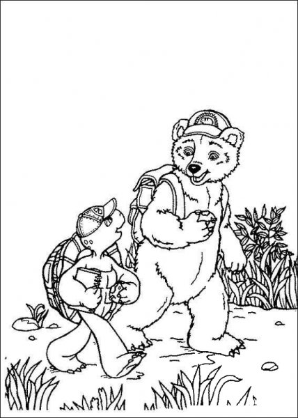 Franklin Is Walking With His Friend  coloring page image