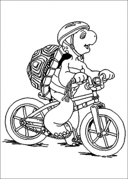 Franklin on a bycicle  coloring page image