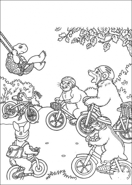 Franklin’s Friend Ask Him To Playing Bicycle  coloring page image