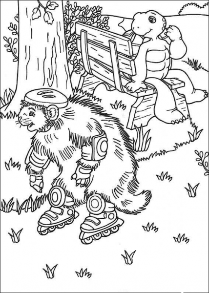 Franklin’s Friend Is Riding A Roller Blade  coloring page image