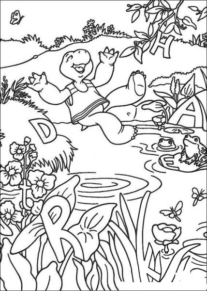 Franklin Swims In Pool  coloring page image