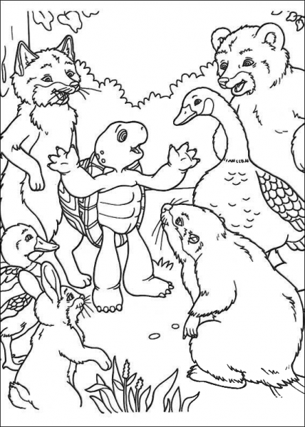 Franklin Tells A Story To His Friends  coloring page image