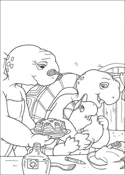 Franklin With His Parents coloring page image