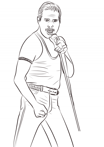 Freddie Mercury coloring page image
