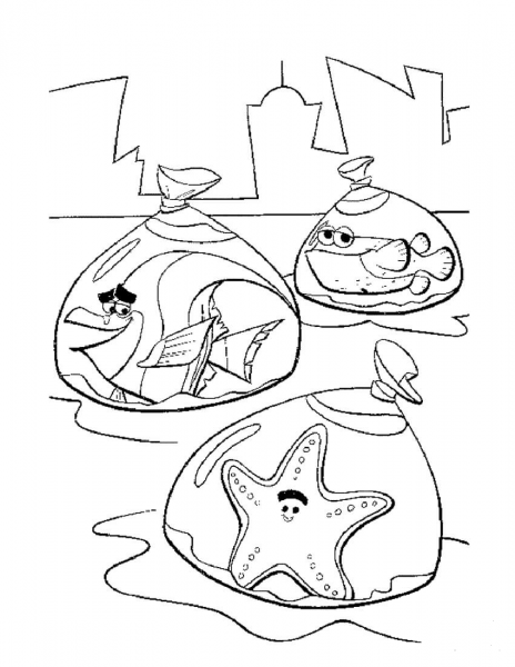 Freedom for aquarium fish coloring page image