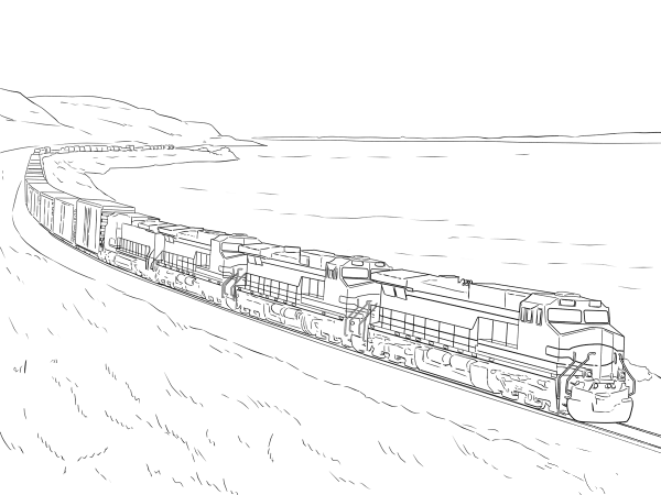 Freight Train coloring page image