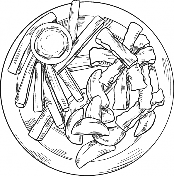 French Fries coloring page image