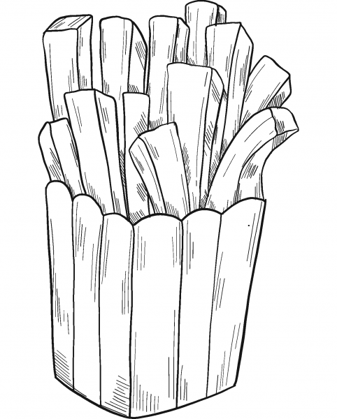 French Fries coloring page image