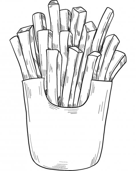 French Fries coloring page image