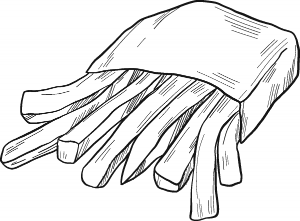 French Fries coloring page image