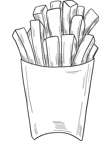 French Fries coloring page image