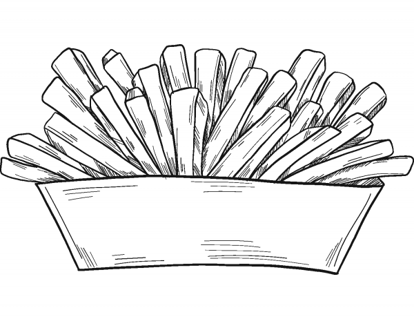French Fries coloring page image