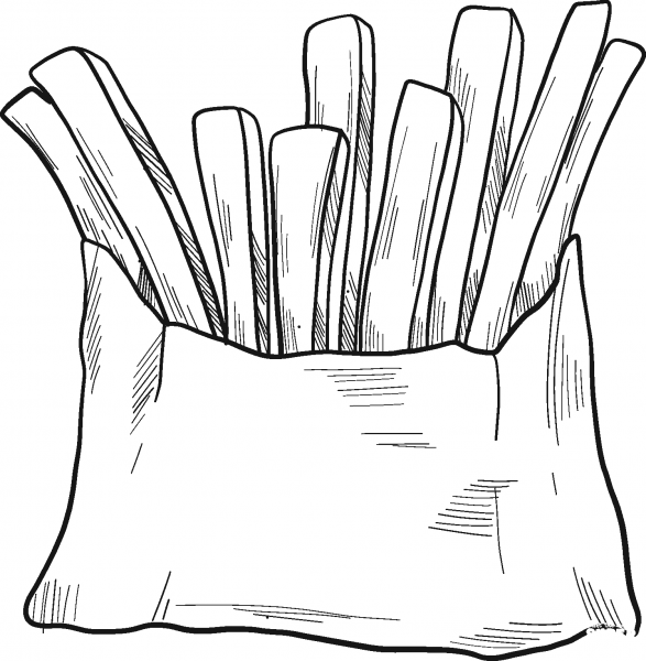 French Fries coloring page image
