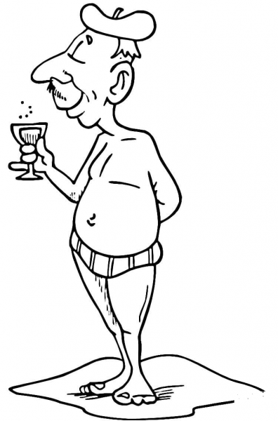 French Grandpa  coloring page image