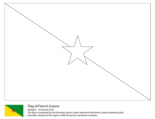 French Guiana Flag coloring page image