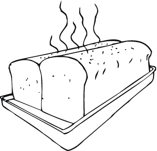 Fresh Bread On Baking Sheet  coloring page image