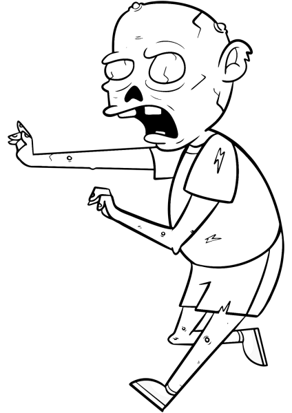 Frightened Zombie coloring page image