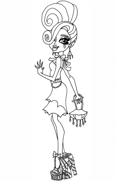 Frights Camera Action Draculaura Doll coloring page image