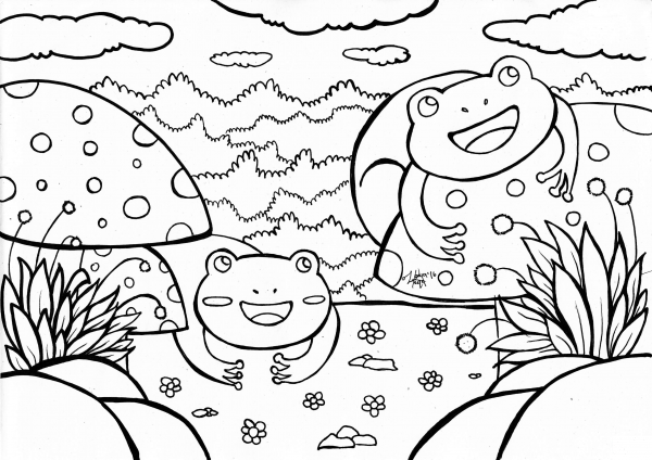 Frog coloring page image