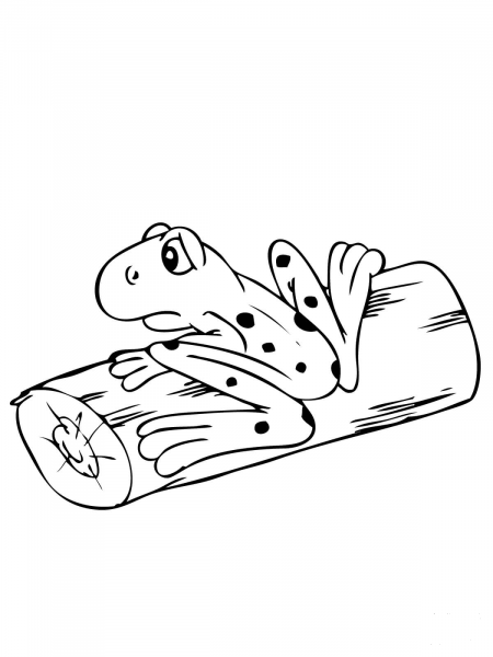 Frog on Log coloring page image