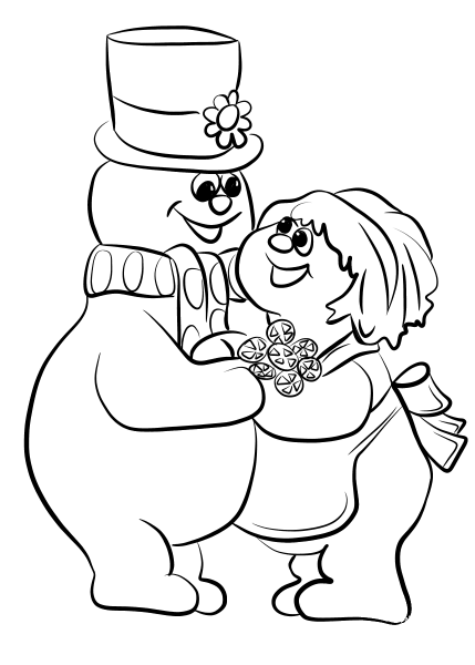 Frosty the Snowman with Crystal coloring page image