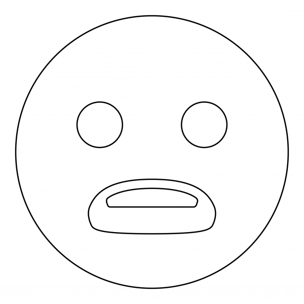Frowning Face with Open Mouth coloring page image
