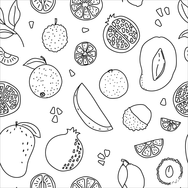 Fruit Pattern coloring page image