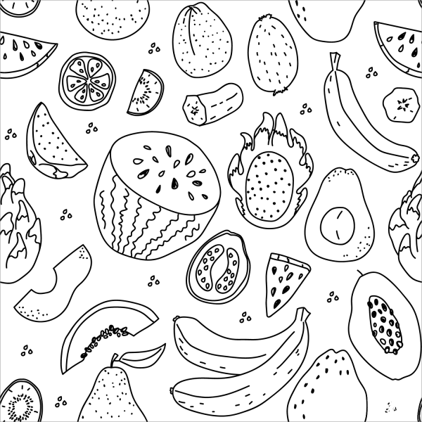 Fruit Pattern coloring page image