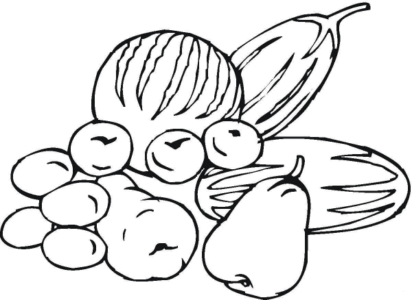 Fruits and Vegetables coloring page image