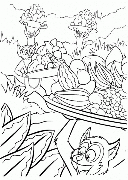 Fruits For a King Julien XIII The Lemur  coloring page image