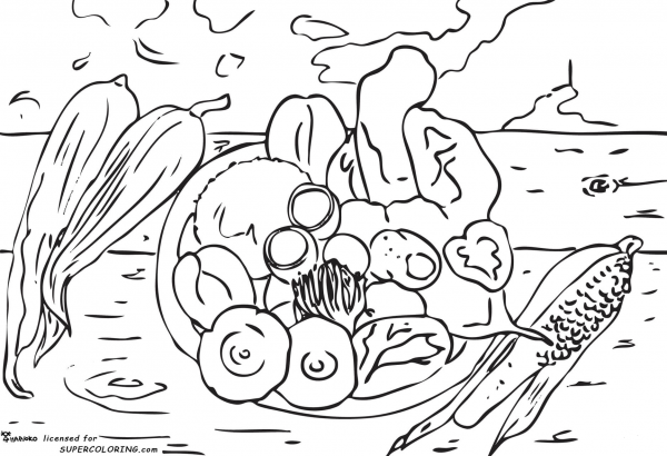 Fruits Of The Earth By Frida Kahlo coloring page image
