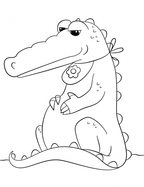 Full Alligator with Bib coloring page image