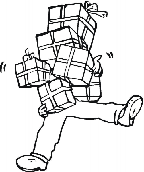 Full Hands Of Presents  coloring page image
