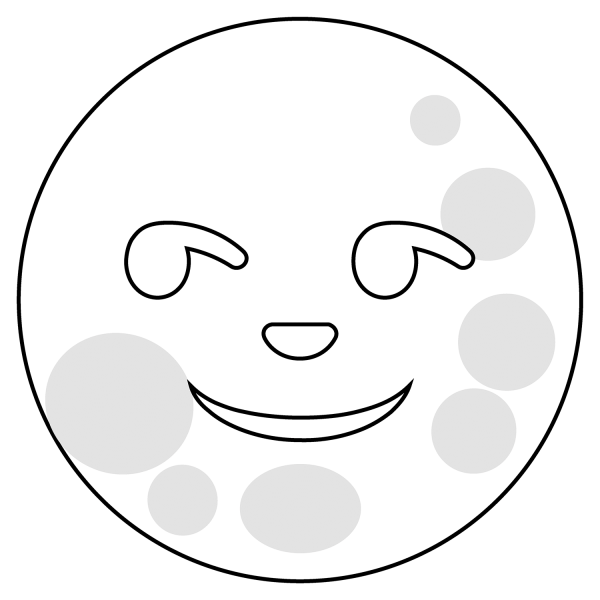 Full Moon Face Emoji coloring page image