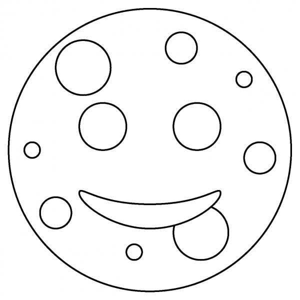 Full Moon Face Emoji coloring page image