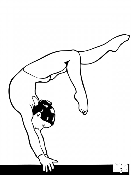 Full Turn on Balance Beam coloring page image