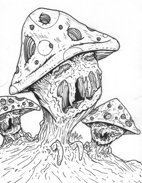 Funky Fungi coloring page image