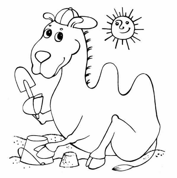 Funny bactrian camel coloring page image