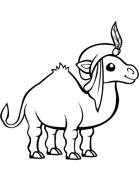 Funny Camel in a Turban coloring page image