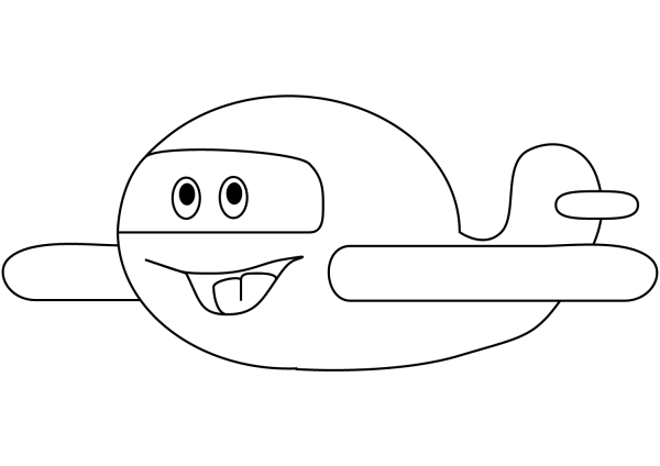 Funny Cartoon Airplane coloring page image