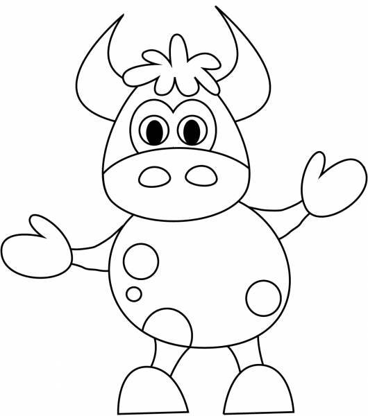 Funny Cartoon Cow coloring page image