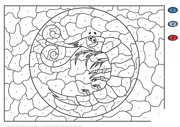 Funny Cartoon Shrimp Color by Number image