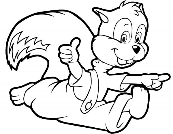 Funny Cartoon Squirrel coloring page image