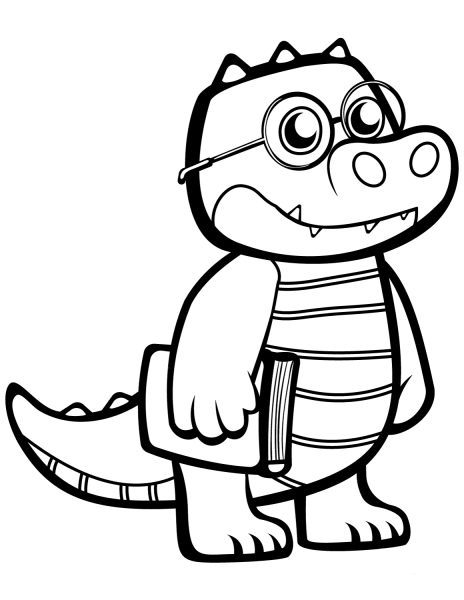 Funny Crocodile with Glasses coloring page image