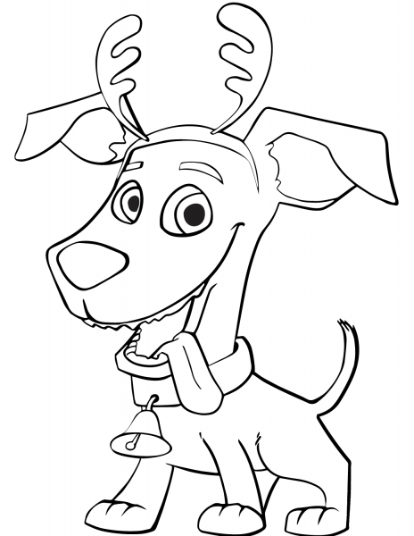 Funny Dog with Antlers coloring page image