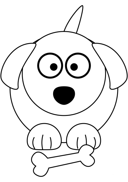 Funny Dog with Bone coloring page image
