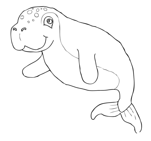 Funny Dugong coloring page image