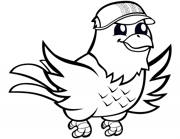 Funny Eagle with Baseball Cap coloring page image