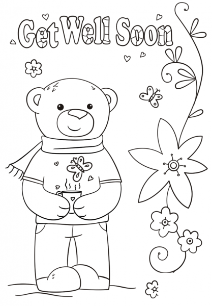 Funny Get Well Soon coloring page image